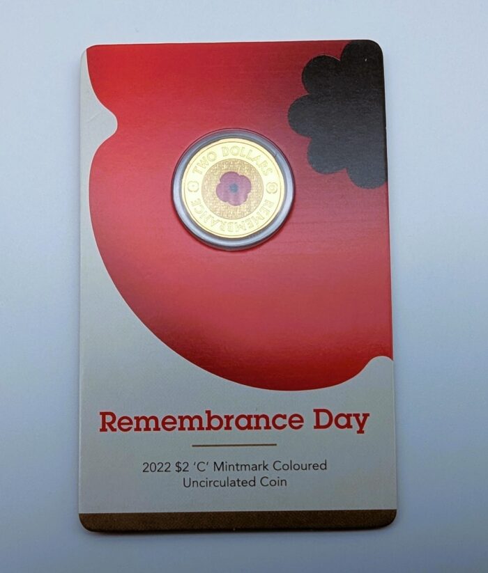 2022 Red Poppy Rememberance Day $2 ‘C’ Mintmark UNC Carded Coin